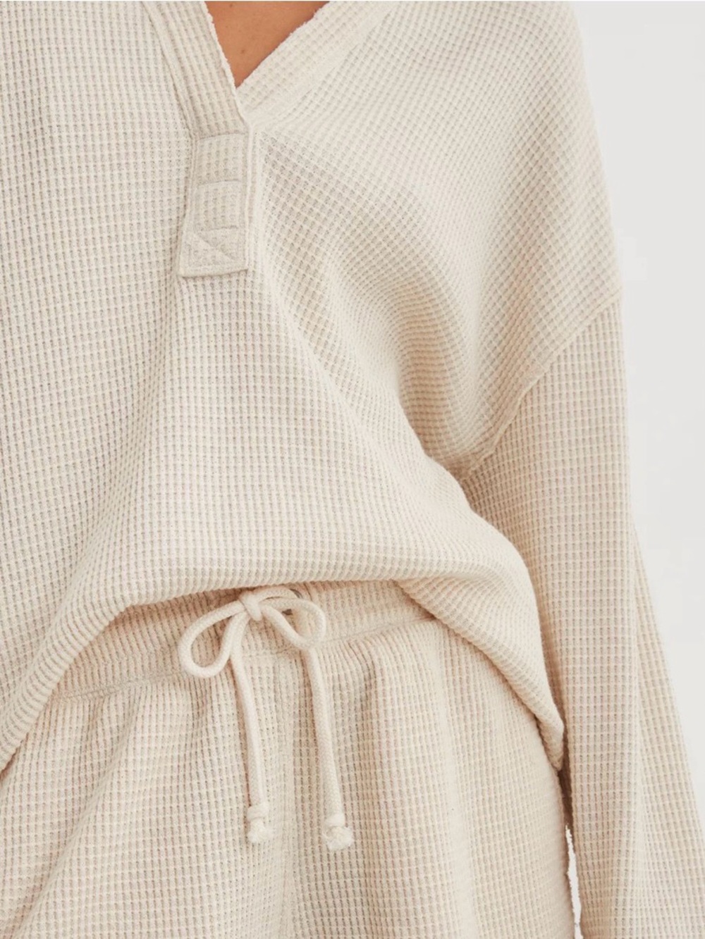 aerie Cream Waffle-Knit Lounge Sweater Oversized size XS